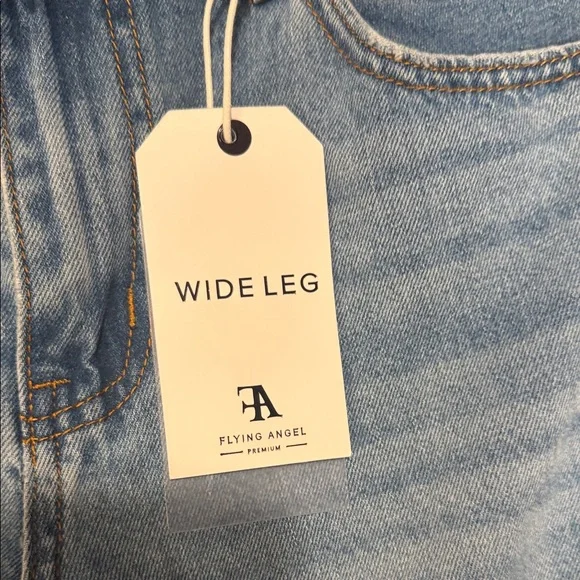 Flying Angel Women's Wide Leg Denim with embroidered Bow Accents - Picture 4 of 11